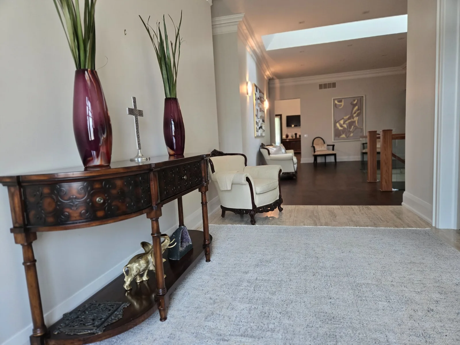After-renovation final foyer — cleaned and reset after renovation